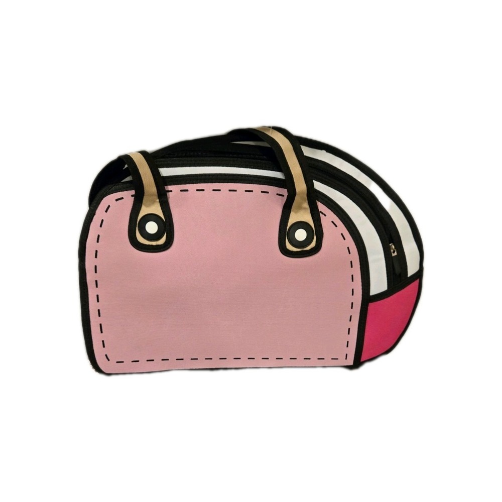 3D Cartoon Style Handbag Pink Quilted Illusion Purse Pop Art Tote Bag Cute Anime